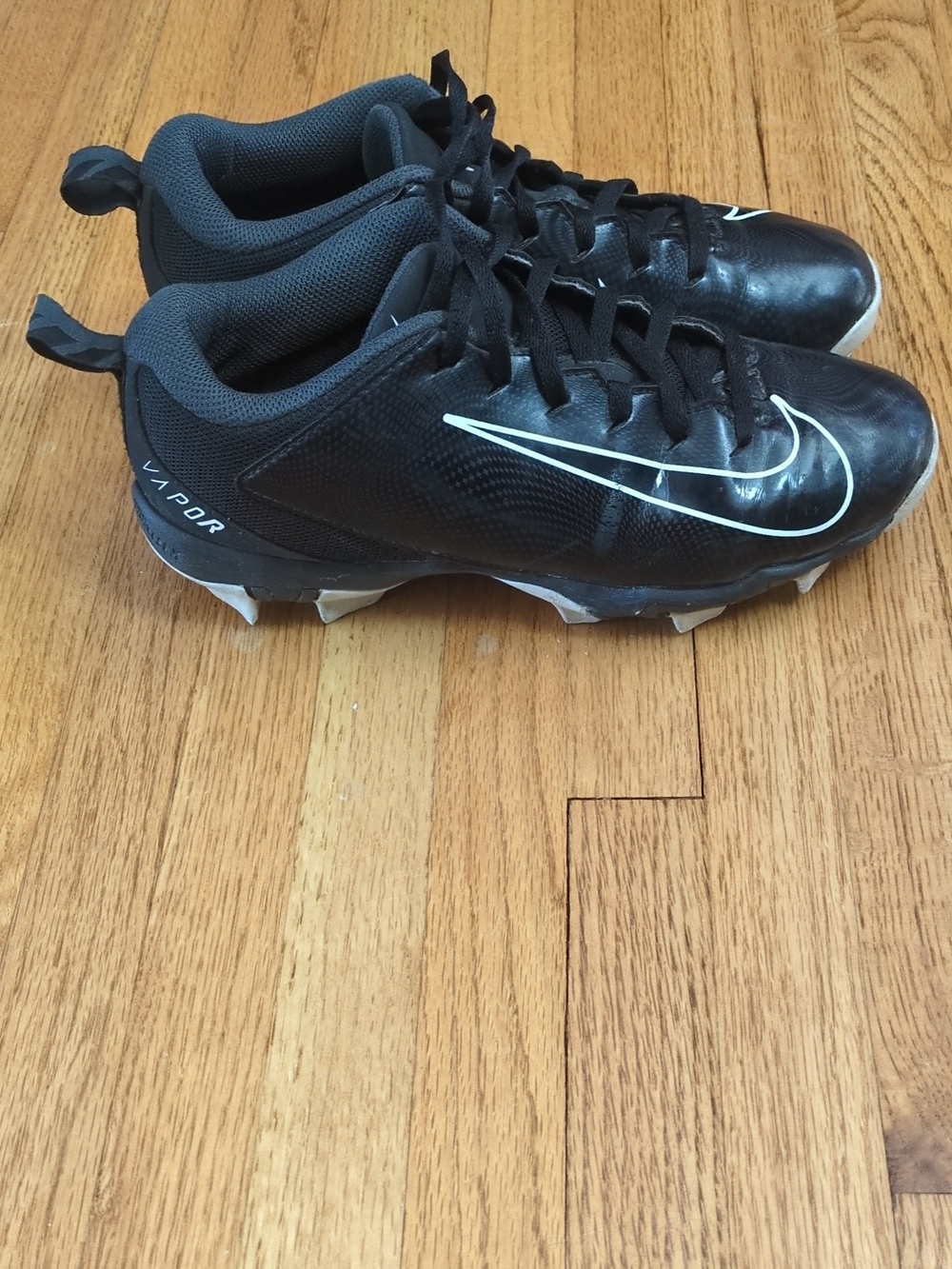 Nike Youth Vapor Football Cleats Black with White Swoosh Accents